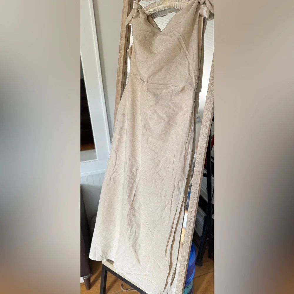 Showpo One-Shoulder Cream Midi Dress - Picture 9 of 10